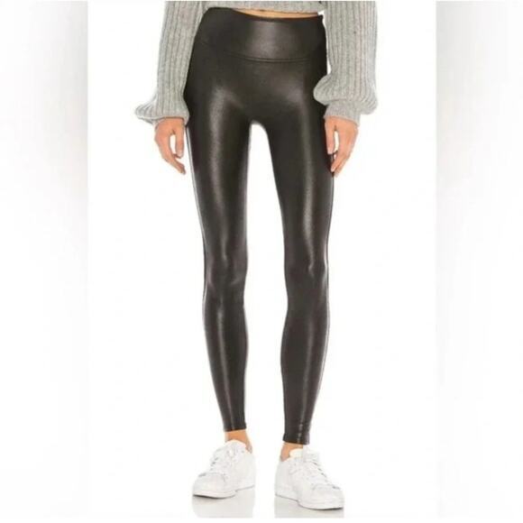 SPANX Pants - SPANX Leggings‎ Small Petite Faux Leather Stretch Shaping Slimming Compression